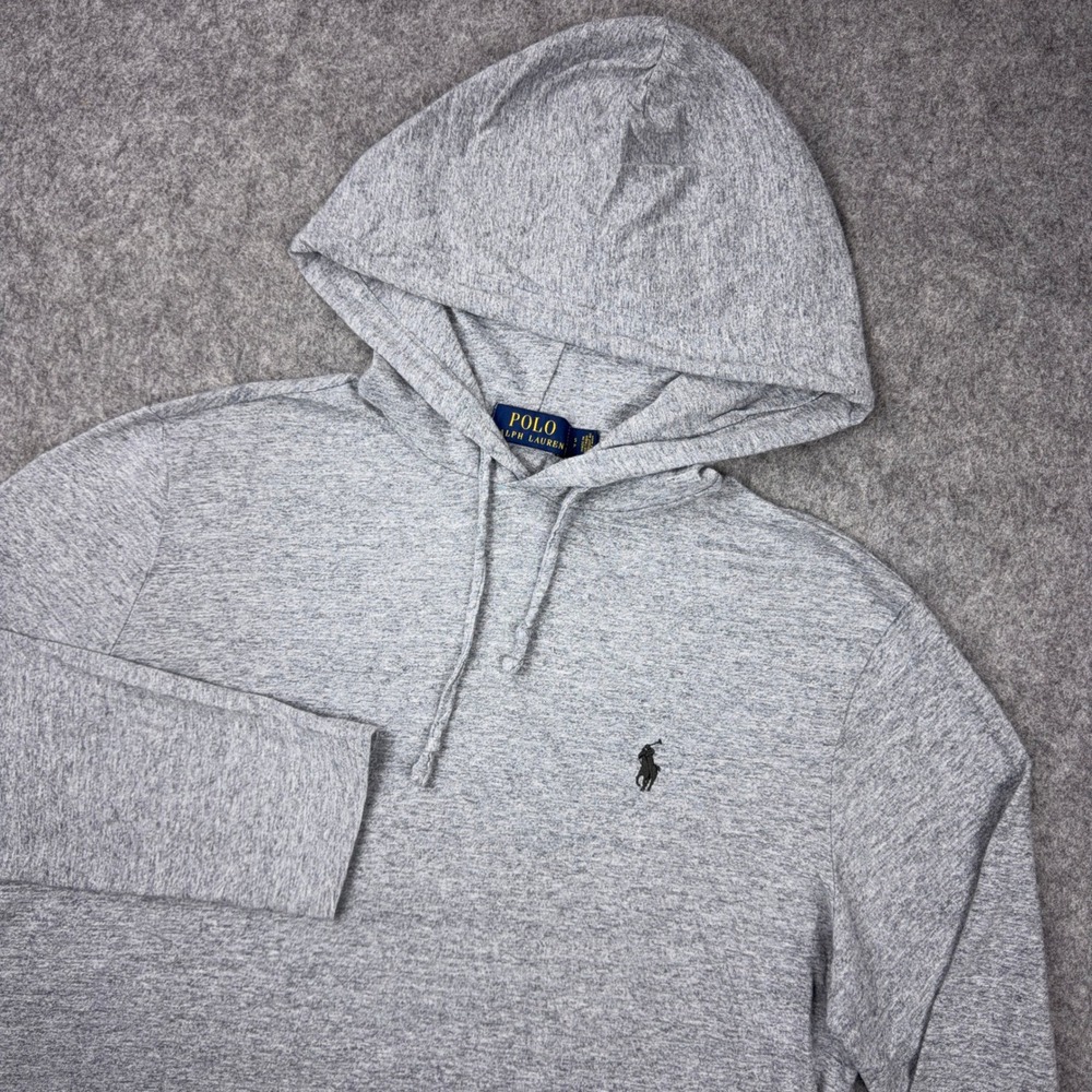 Polo Ralph Lauren Hoodie Men S Gray Heather Jersey Knit Lightweight Pullover Tee